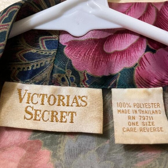 Vintage Victorias Secret Gold Label Rose Pattern Semi-Sheer Kimono Robe One Size - Picture 4 of 5